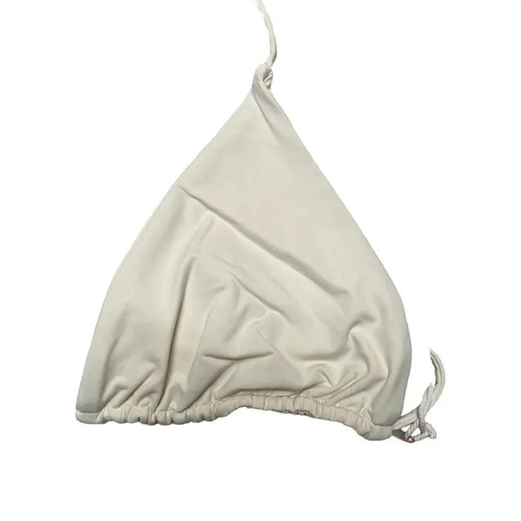 NWT Good American Tiny Ties Triangle Bikini Top Ivory 001 L Matte Swimwear - Picture 7 of 9